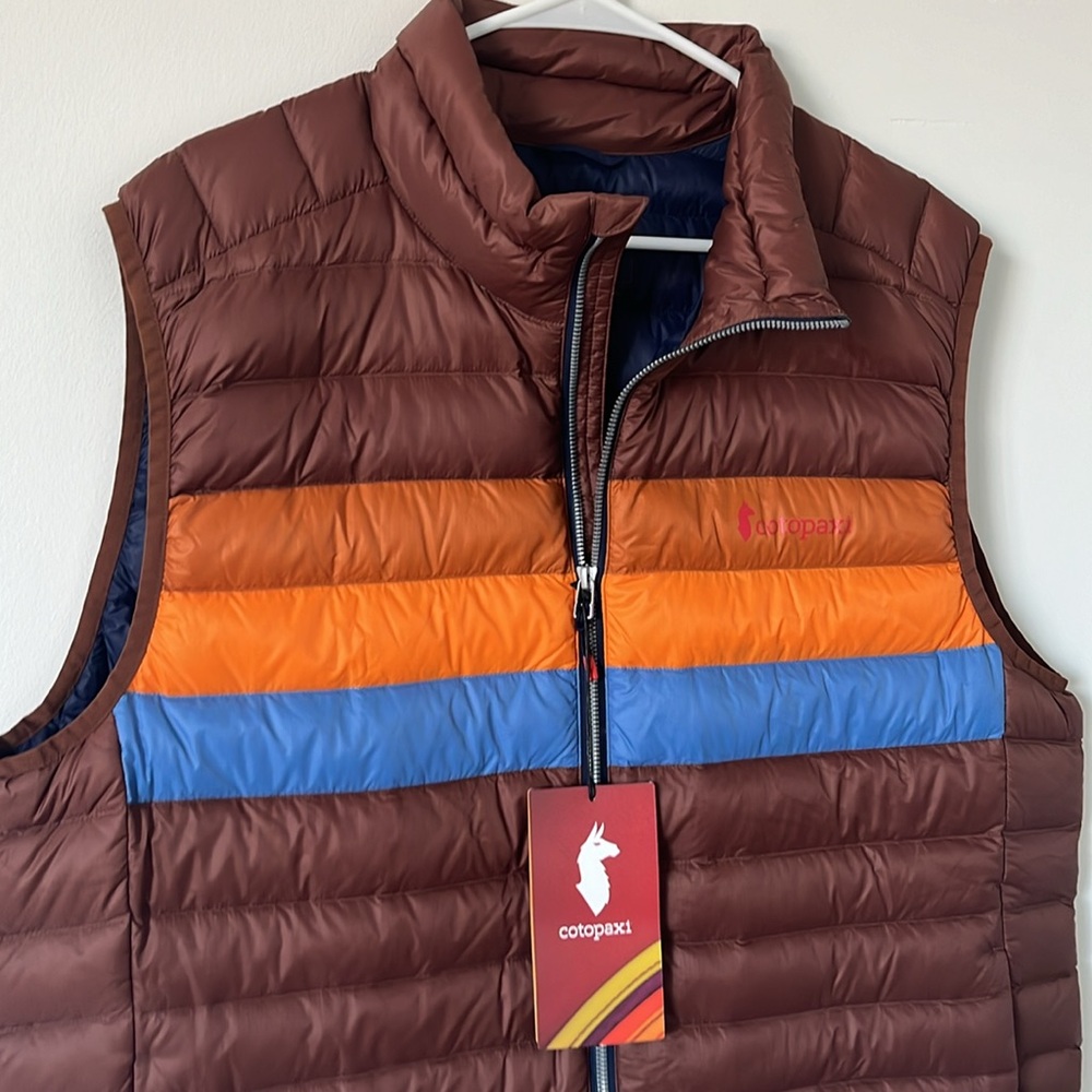 Cotopaxi Men’s Fuego Down Brown Acorn Stripes Jacket, NWT - Picture 3 of 8